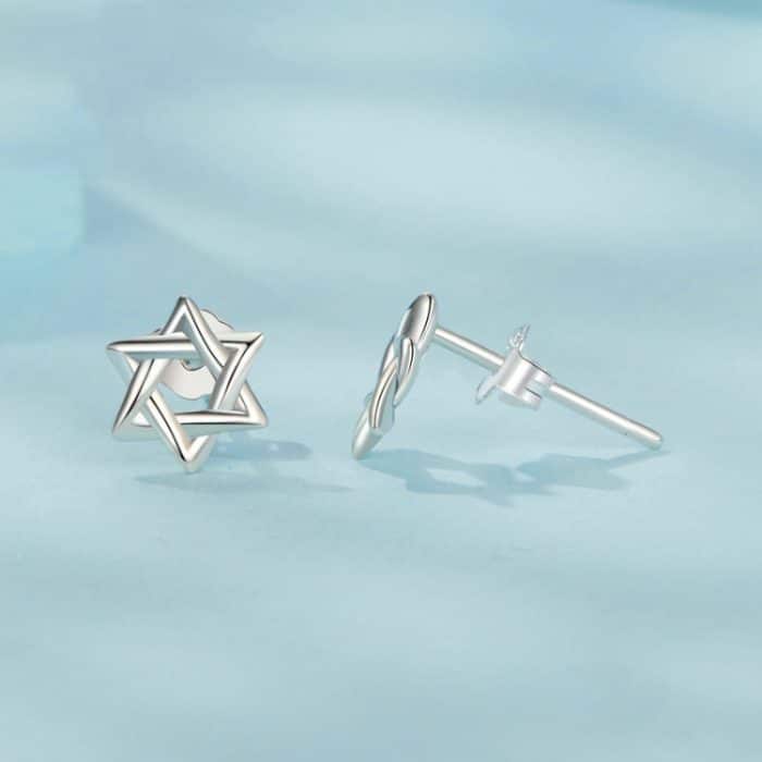 Oxidierte sechszackige Sternohrringe aus S925 Sterlingsilber – Bild 5