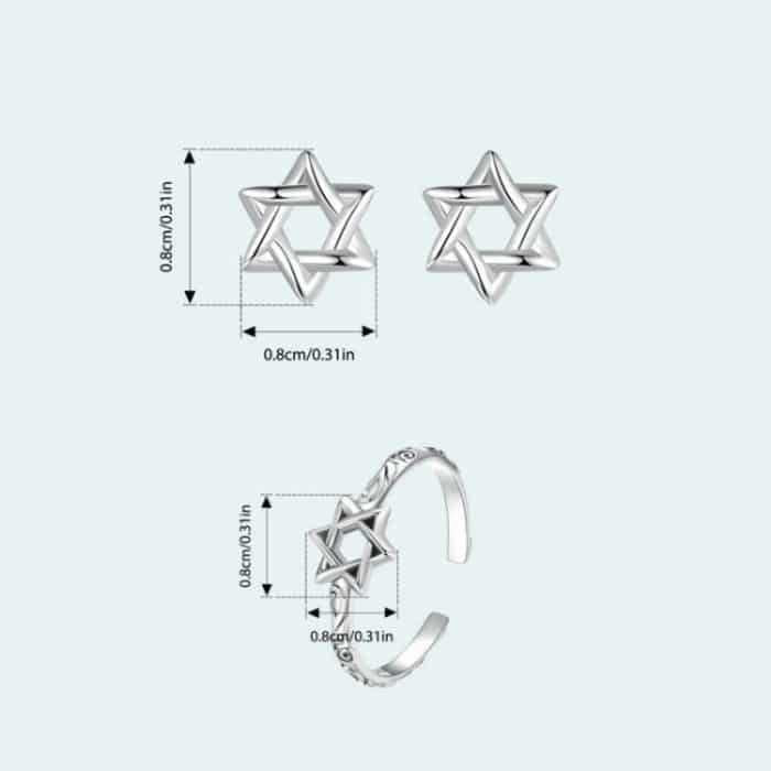 Oxidierte sechszackige Sternohrringe aus S925 Sterlingsilber – Bild 2