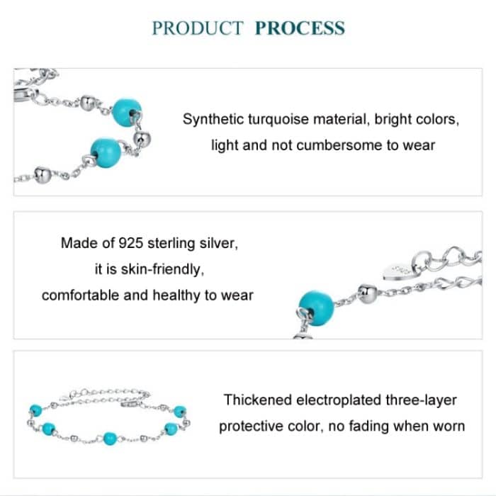 Platiniertes Türkisarmband aus S925 Sterlingsilber – Bild 5