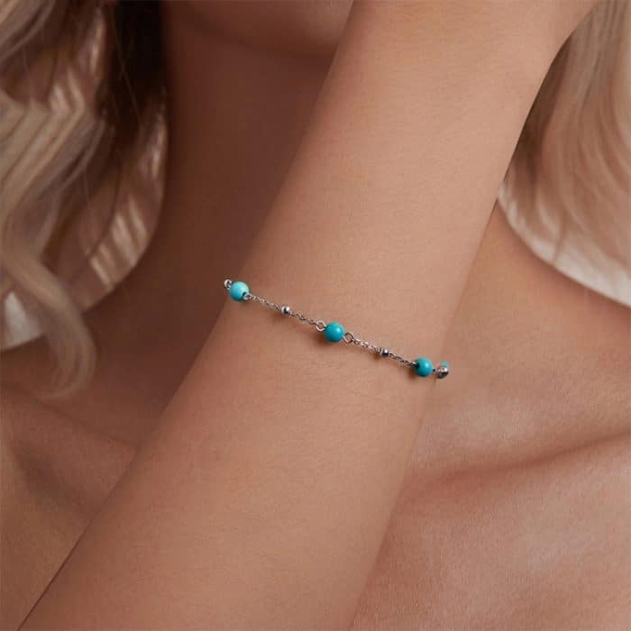 Platiniertes Türkisarmband aus S925 Sterlingsilber – Bild 6