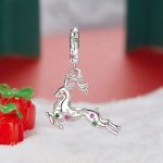 S925 Sterling Silber Weihnachten Smart Elch Anhänger Schmuck Perlen – Bild 3