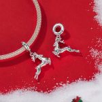 S925 Sterling Silber Weihnachten Smart Elch Anhänger Schmuck Perlen – Bild 4