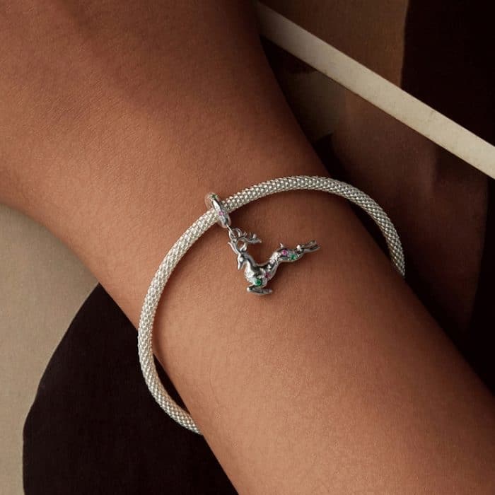 S925 Sterling Silber Weihnachten Smart Elch Anhänger Schmuck Perlen – Bild 6