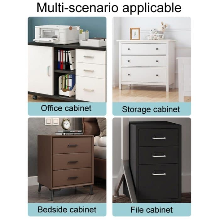 Home-Office-Schreibtischschublade Triple Connect Aktenschrankschloss, Front Black, Side Black, Front White, Side White – Bild 8