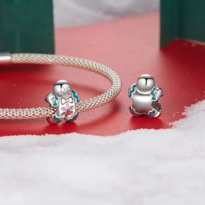 S925 Sterling Silber Lebkuchenmann Armband Anhänger süße Puppe Perlen – Bild 4