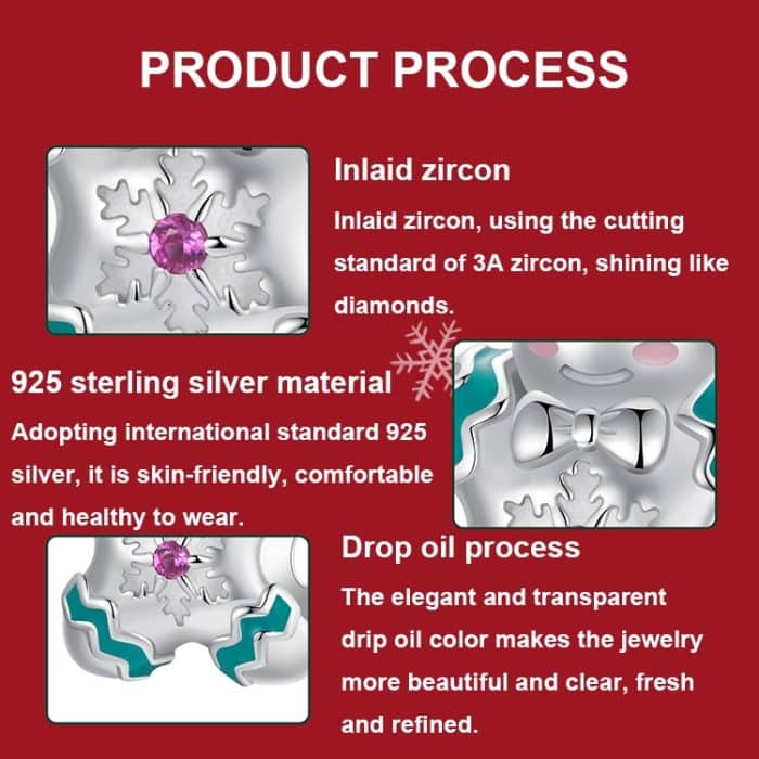 S925 Sterling Silber Lebkuchenmann Armband Anhänger süße Puppe Perlen – Bild 5