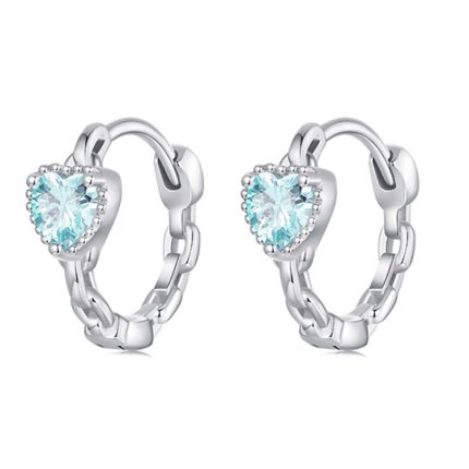 S925 Sterling Silber Herz Quadrat Ohrringe Aquamarin Zirkon Ohrringe