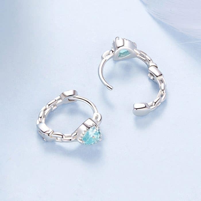 S925 Sterling Silber Herz Quadrat Ohrringe Aquamarin Zirkon Ohrringe – Bild 7