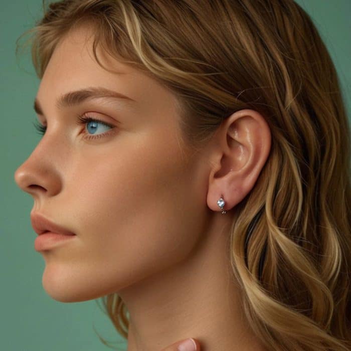 S925 Sterling Silber Herz Quadrat Ohrringe Aquamarin Zirkon Ohrringe – Bild 8