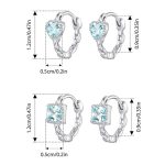S925 Sterling Silber Herz Quadrat Ohrringe Aquamarin Zirkon Ohrringe – Bild 3