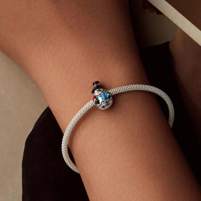 S925 Sterling Silber Schneemann Schmuck Perlen Armband Zubehör – Bild 6
