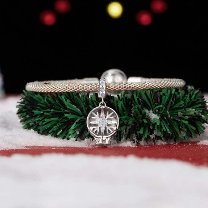 S925 Sterling Silber Winter Schneeflocke Kristall Ball Anhänger Exquisite Schmuck Perlen – Bild 5