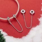 S925 Sterling Silber Platinierte Blatt Sicherheitskette Armband Perlen Zubehör – Bild 3