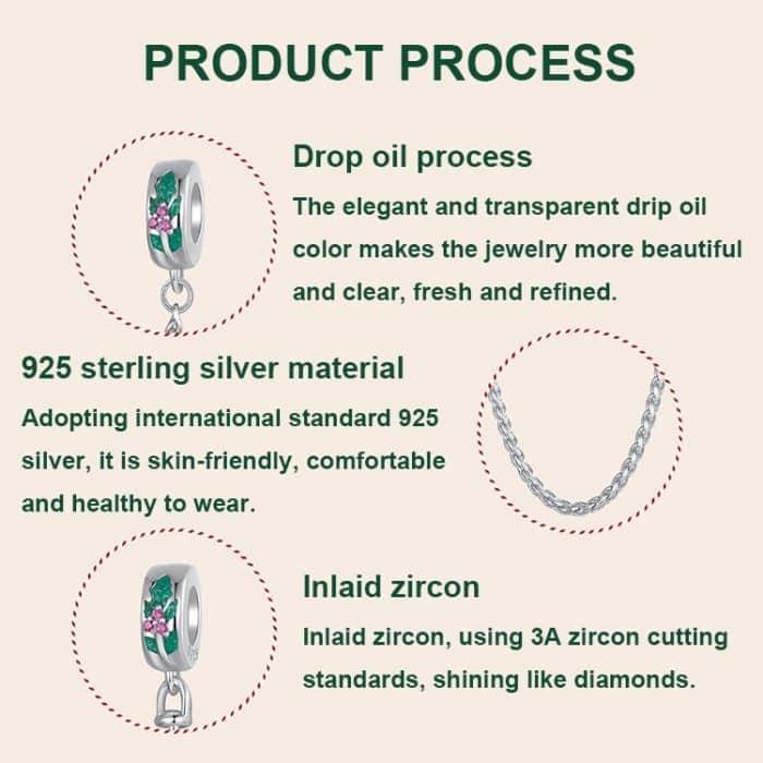 S925 Sterling Silber Platinierte Blatt Sicherheitskette Armband Perlen Zubehör – Bild 4