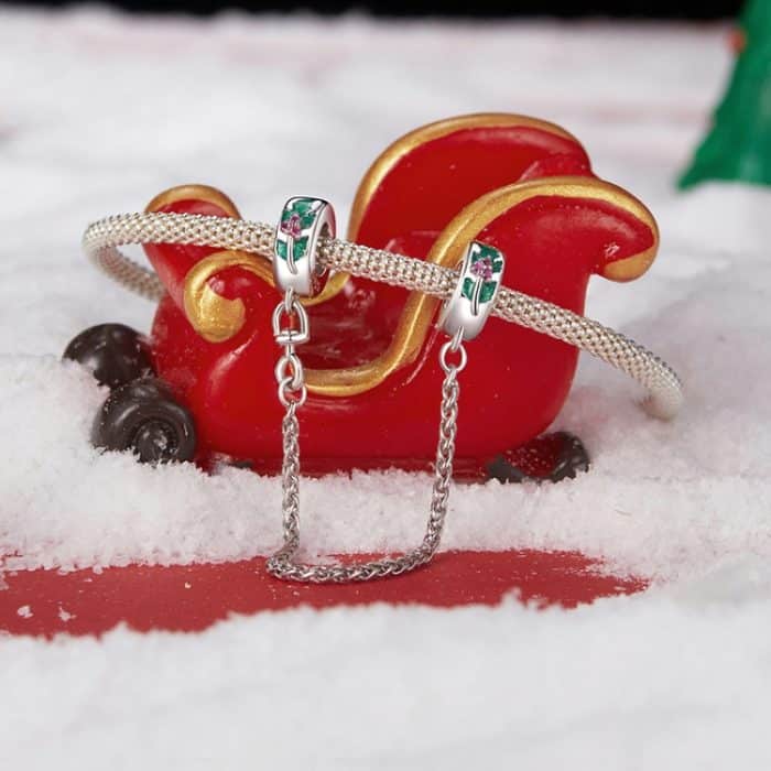 S925 Sterling Silber Platinierte Blatt Sicherheitskette Armband Perlen Zubehör – Bild 5