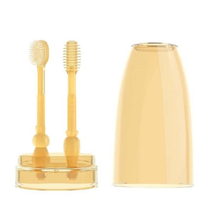 Babymilchzahnbürste aus lebensmittelechtem Silikon + Zungenbürste für die Mundreinigung von Kindern, Beige, Pink, Blue, Green