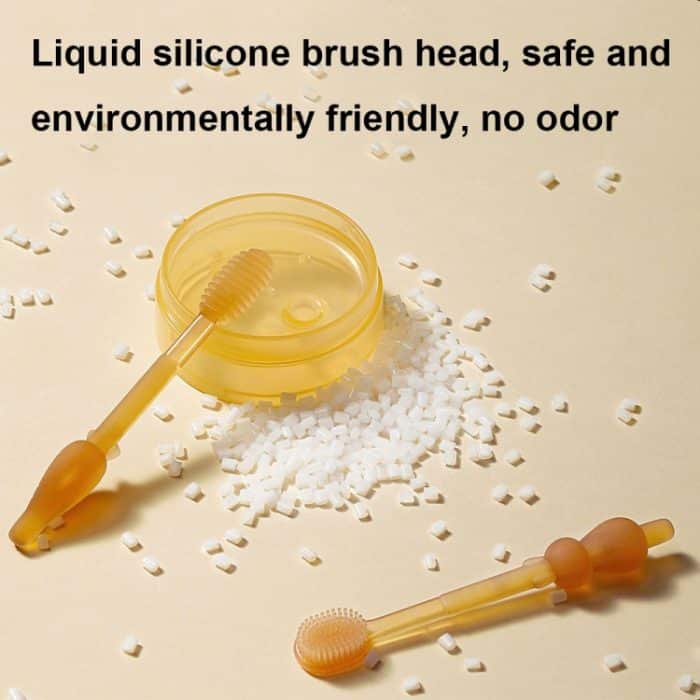 Babymilchzahnbürste aus lebensmittelechtem Silikon + Zungenbürste für die Mundreinigung von Kindern, Beige, Pink, Blue, Green – Bild 6