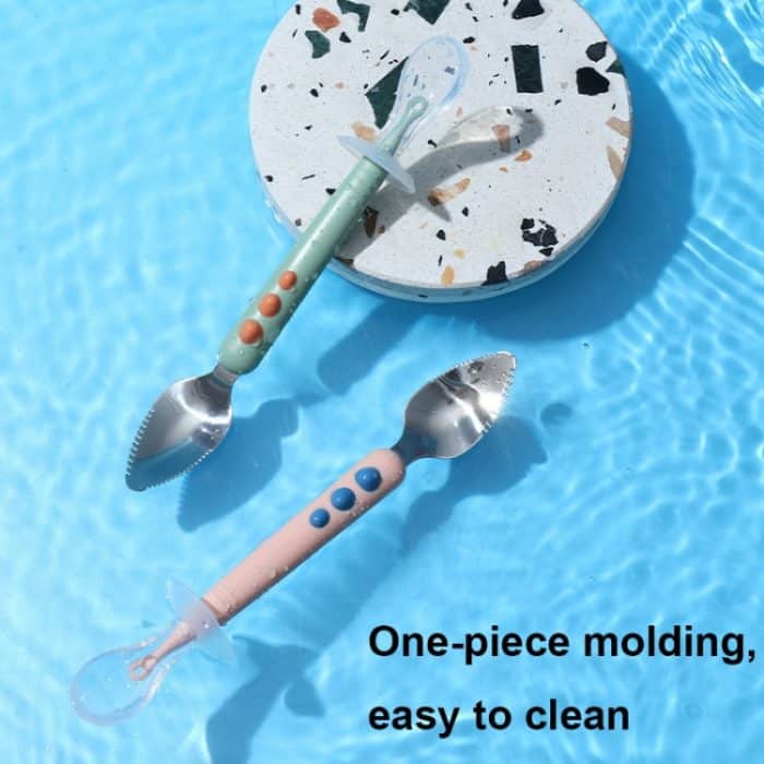 Multifunktions-Doppelkopf-Babynahrungslöffel Babygeschirr Obstschaberlöffel – Bild 9