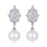 Vintage Starlight Shell Perle Kupfer Material Platinierte Ohrringe