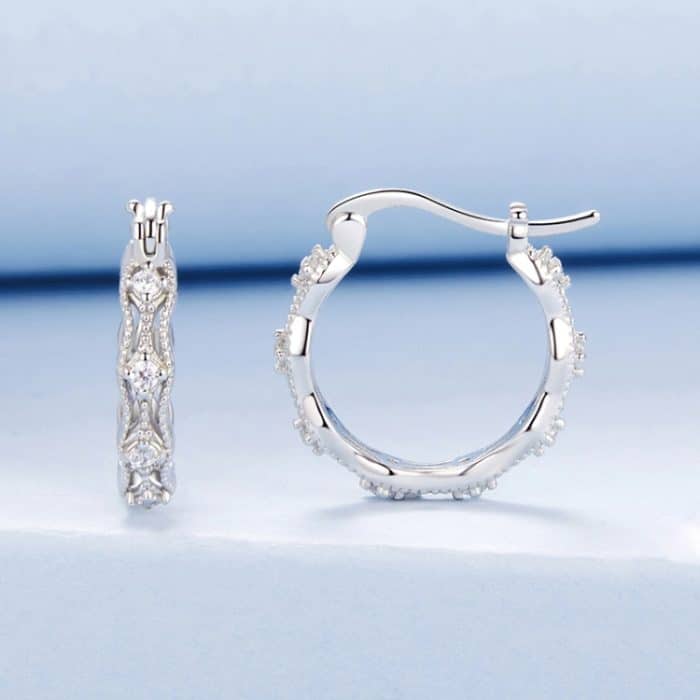 S925 Sterling Silber Platin-Überzogene Spitze Ohrringe Elegante Zirkon Ohrringe – Bild 2