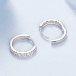 S925 Sterling Silber Platinierte glänzende quadratische Zirkonia Ohrringe – Bild 4