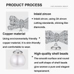 Elegante Schleife Muschelperlen Ohrringe Kupfer Material Platinierte Ohrringe – Bild 4