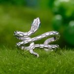 Verstellbarer offener Ring mit Schlangenmotiv in Kupfer und Platin – Bild 2