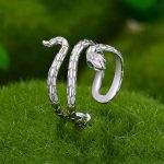 Verstellbarer offener Ring mit Schlangenmotiv in Kupfer und Platin – Bild 3