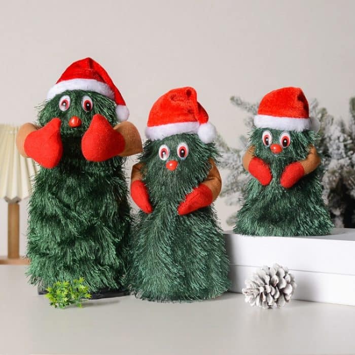 Lustiger rotierender elektrischer Weihnachtsbaum, tanzende und singende Weihnachtsmann-Puppe, Small, Medium, Large – Bild 6