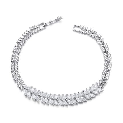 YIB067 Kupfer Platin-plattiertes glänzendes Zirkon Weizenohr-Armband