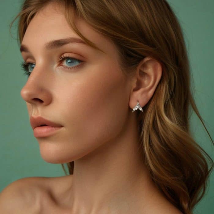 S925 Sterling Silber Oxidierte Fischschwanz Ohrringe im Ozean-Stil – Bild 7