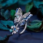 Dreidimensionaler Farbverlauf Eis und Schnee Schmetterling offener Ring Kupfer verstellbar Retro Ring – Bild 3