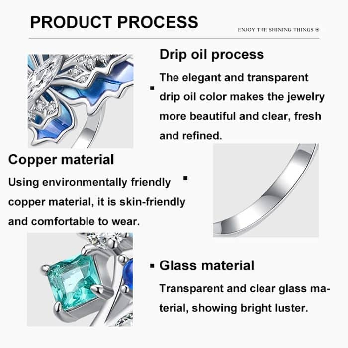 Dreidimensionaler Farbverlauf Eis und Schnee Schmetterling offener Ring Kupfer verstellbar Retro Ring – Bild 5