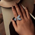 Dreidimensionaler Farbverlauf Eis und Schnee Schmetterling offener Ring Kupfer verstellbar Retro Ring – Bild 7