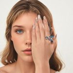 Dreidimensionaler Farbverlauf Eis und Schnee Schmetterling offener Ring Kupfer verstellbar Retro Ring – Bild 9