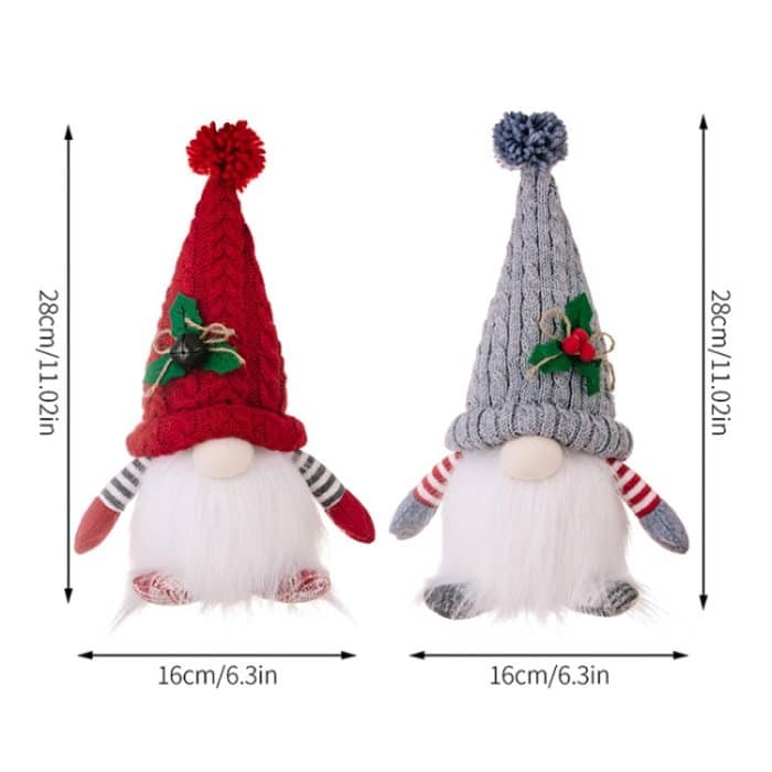 Gestrickte Spitzmütze Gnom Figur mit Lichtern Weihnachtsdekoration – Bild 7