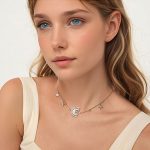 Elegante Perlenkette aus Kupfer mit Stern und Mond – Bild 6