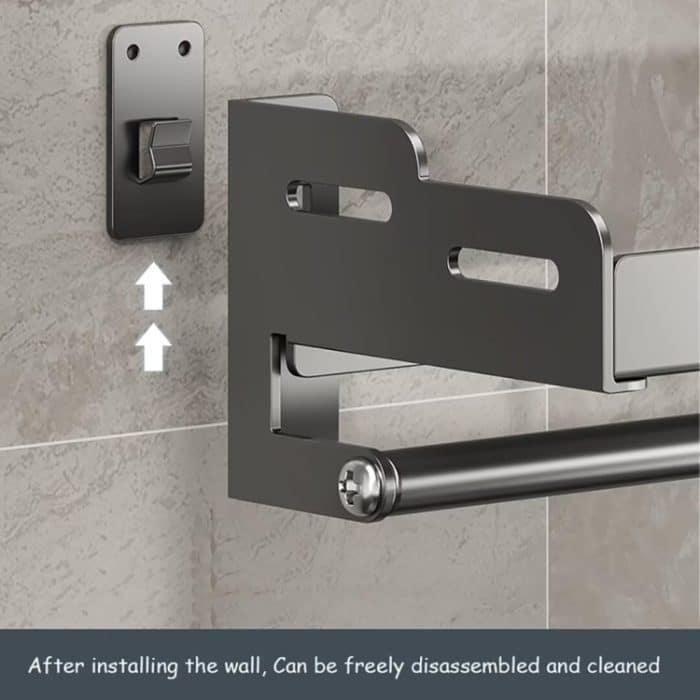 An der Wand befestigter Küchengewürzständer aus Kohlenstoffstahl für Badezimmer, Lagerregal, Handtuchhalter, 20cm, 30cm, 40cm, 50cm, 60cm, 20cm With Hooks, 30cm With Hooks, 40cm With Hooks, 50cm With Hooks, 60cm With Hooks – Bild 4