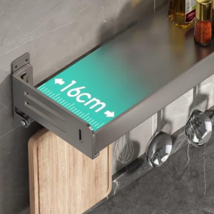 An der Wand befestigter Küchengewürzständer aus Kohlenstoffstahl für Badezimmer, Lagerregal, Handtuchhalter, 20cm, 30cm, 40cm, 50cm, 60cm, 20cm With Hooks, 30cm With Hooks, 40cm With Hooks, 50cm With Hooks, 60cm With Hooks – Bild 5