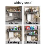 An der Wand befestigter Küchengewürzständer aus Kohlenstoffstahl für Badezimmer, Lagerregal, Handtuchhalter, 20cm, 30cm, 40cm, 50cm, 60cm, 20cm With Hooks, 30cm With Hooks, 40cm With Hooks, 50cm With Hooks, 60cm With Hooks – Bild 7