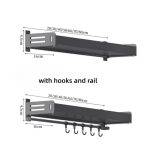 An der Wand befestigter Küchengewürzständer aus Kohlenstoffstahl für Badezimmer, Lagerregal, Handtuchhalter, 20cm, 30cm, 40cm, 50cm, 60cm, 20cm With Hooks, 30cm With Hooks, 40cm With Hooks, 50cm With Hooks, 60cm With Hooks – Bild 9