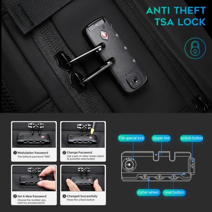 BANGE BG-1909-8 Vakuum-Kompressions-Rucksack, lässige Computertasche, große Kapazität, wiegbare Business-Reisetasche, BG-1909-8 – Bild 15