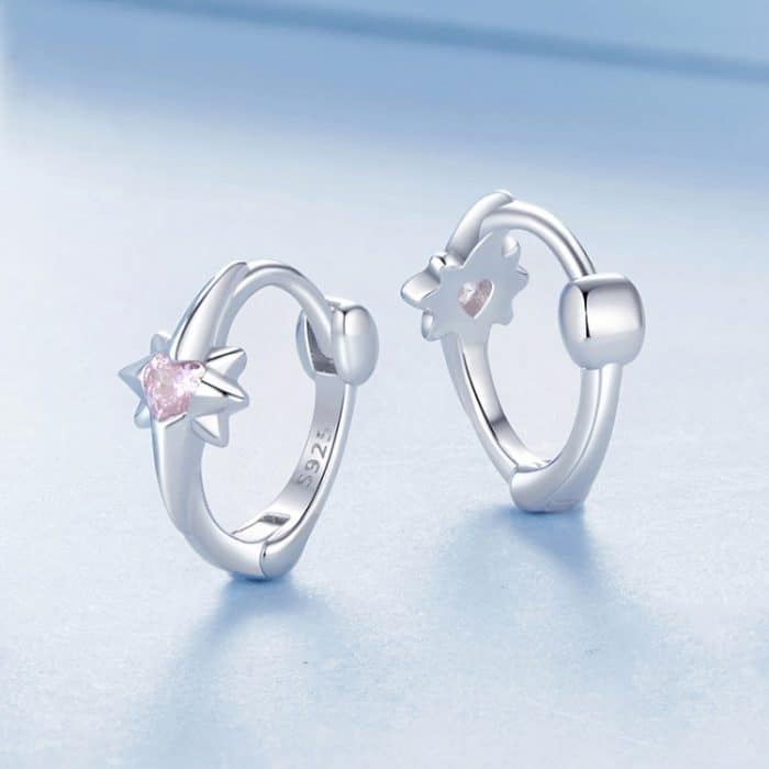 S925 Sterling Silber Platinierte Stern Zirkon Ohrringe – Bild 2