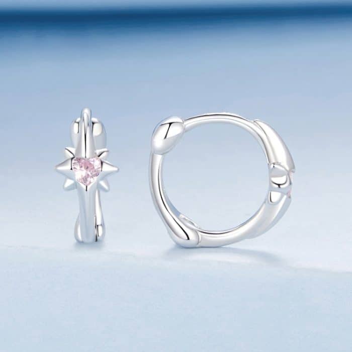 S925 Sterling Silber Platinierte Stern Zirkon Ohrringe – Bild 3