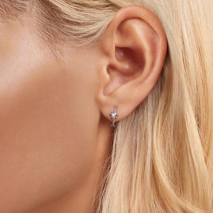 S925 Sterling Silber Platinierte Stern Zirkon Ohrringe – Bild 6