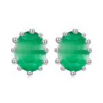 S925 Sterling Silber Smaragd Katzenauge Glas Ohrringe