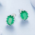 S925 Sterling Silber Smaragd Katzenauge Glas Ohrringe – Bild 2