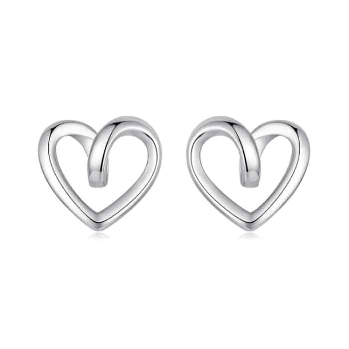 S925 Sterling Silber Hohle Herz Ohrringe – Bild 1