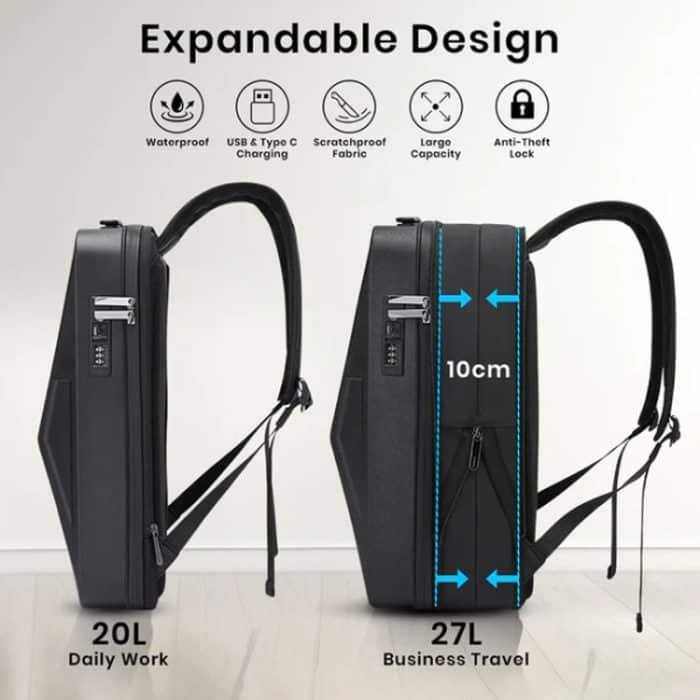 BANGE BG-2956 Erweiterbare Hartschalen-Computertasche Herren Business-Rucksack, BG-2956 – Bild 4