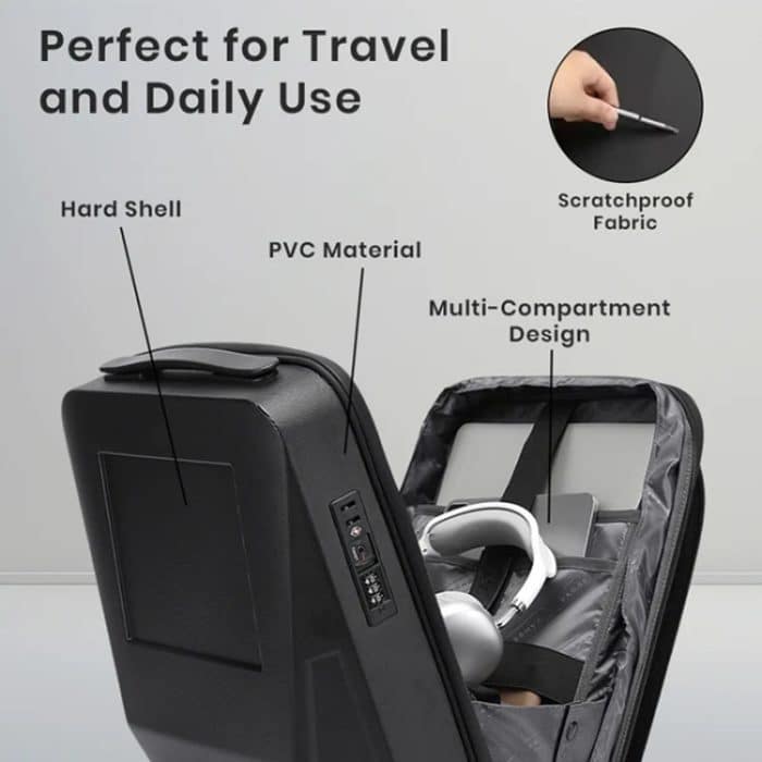 BANGE BG-2956 Erweiterbare Hartschalen-Computertasche Herren Business-Rucksack, BG-2956 – Bild 5